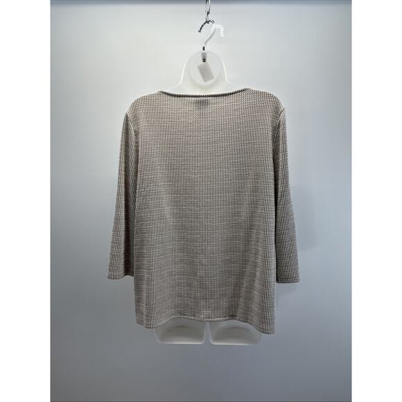 Chicos Womens Blouse 2  Brown White Seersucker Gingham Stretch Fall EUC - Picture 4 of 7